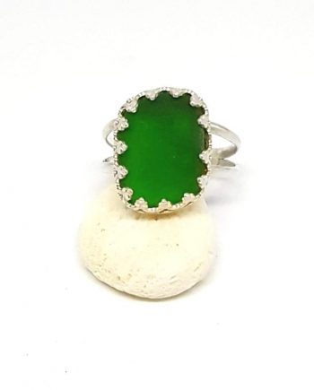 Emerald Green Sea Glass Ring - Queen Collection