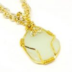 White Sea Glass Gold Wrapped Necklace