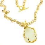 White Sea Glass Gold Wrapped Necklace