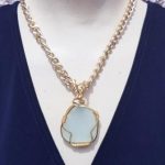 White Sea Glass Gold Wrapped Necklace