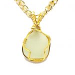 White Sea Glass Gold Wrapped Necklace