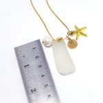 White Sea Glass Necklace with charms