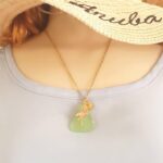 Seafoam Sea Glass Necklace Flamingo charm