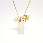 White Sea Glass Necklace with charms