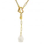 Gold Chain Heart and  Sea Glass Necklace