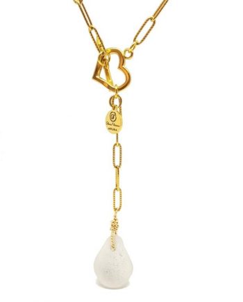 Gold Chain Heart and  Sea Glass Necklace