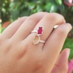 Double Aruba Sea Glass Ring - Red and Pink
