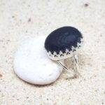 Black Sea Glass Ring - Adjustable - Queen Collection