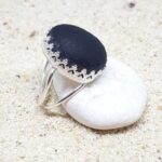 Black Sea Glass Ring - Adjustable - Queen Collection
