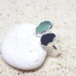 Double Aruba Sea Glass Ring - Seafoam and Black