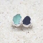 Double Aruba Sea Glass Ring - Seafoam and Black