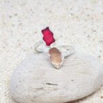 Double Aruba Sea Glass Ring - Red and Pink