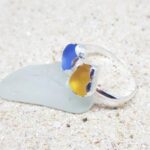 Double Sea Glass Ring - Cornflower Blue and Yellow