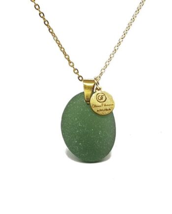 Dark green Nugget Sea Glass Pendant