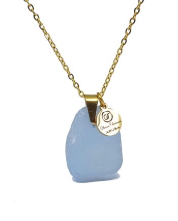 Cornflower blue Nugget Sea Glass Pendant