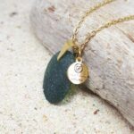 Dark green Nugget Sea Glass Pendant