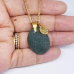Dark green Nugget Sea Glass Pendant