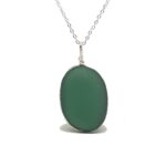 Dark green Nugget Sea Glass Pendant