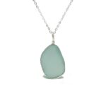 Light Aqua Nugget Sea Glass and Sterling Silver Pendant