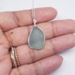 Light Aqua Nugget Sea Glass and Sterling Silver Pendant