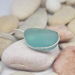Light Aqua Nugget Sea Glass and Sterling Silver Pendant