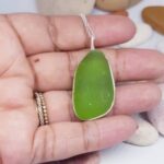 Lime green Nugget Sea Glass and Sterling Silver Pendant