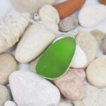 Lime green Nugget Sea Glass and Sterling Silver Pendant