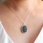 Dark green Nugget Sea Glass Pendant