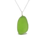 Lime green Nugget Sea Glass and Sterling Silver Pendant