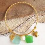 Aruba Sea Glass Bangle Bracelet Gold