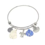 Aruba Sea Glass Bangle Bracelet Silver