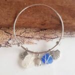 Aruba Sea Glass Bangle Bracelet Silver