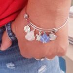 Aruba Sea Glass Bangle Bracelet Silver