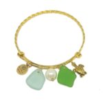 Aruba Sea Glass Bangle Bracelet Gold