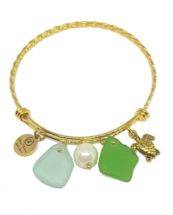 Aruba Sea Glass Bangle Bracelet Gold