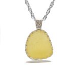 Yellow Sea Glass Necklace Special Setting - Queen Collection