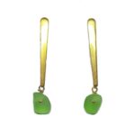 Green Sea Glass and Stainless Steel Gold Earrings