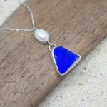 Cobalt blue Sea Glass and Sterling Silver Necklace