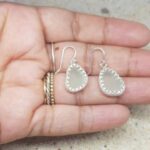 Seafoam Sea Glass and Sterling Silver Earrings