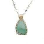 Aqua Sea Glass Necklace Special Setting - Queen Collection