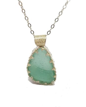 Aqua Sea Glass Necklace Special Setting - Queen Collection