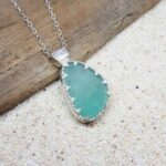 Aqua Sea Glass Necklace Special Setting - Queen Collection