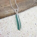 Aqua Nugget Sea Glass and Sterling Silver Pendant