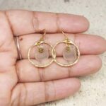 White Sea Glass and Stainless Steel Gold Earrings