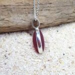 Red Sea Glass Necklace Sterling Silver Setting