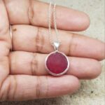 Red Sea Glass Necklace Sterling Silver Setting