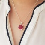 Red Sea Glass Necklace Sterling Silver Setting