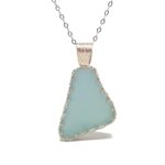 Aqua Sea Glass Necklace Special Setting - Queen Collection