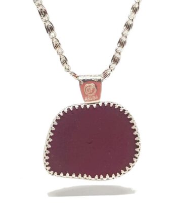 Dark red sea glass necklace