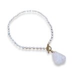 White Pearls and White Sea Glass Necklace - Gold